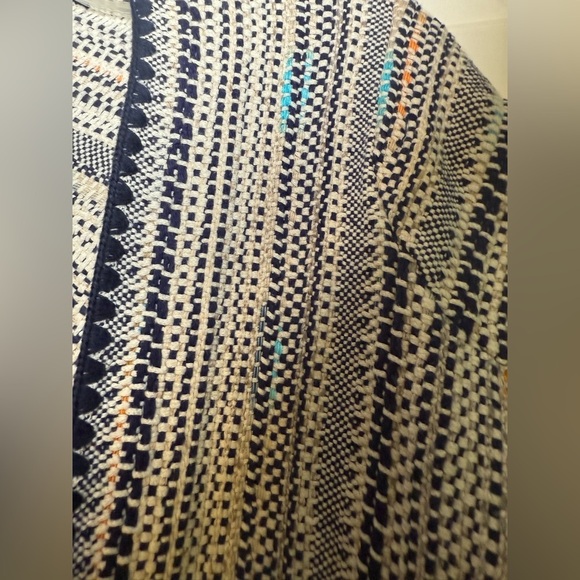Lucky Brand Woman’s Pottery Open Cardigan Multicolor Stripe Small Fringe Boho - Picture 7 of 10